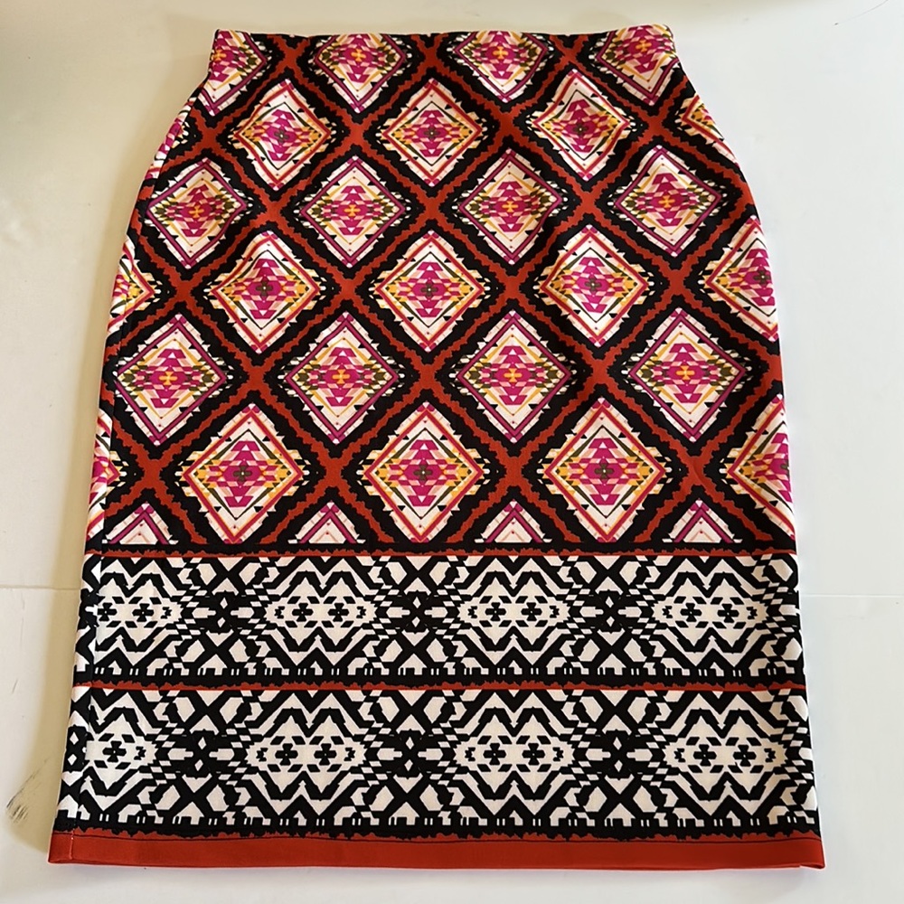 SEQUIN HEARTS || Geometric Print Pencil Skirt. Sz. XL